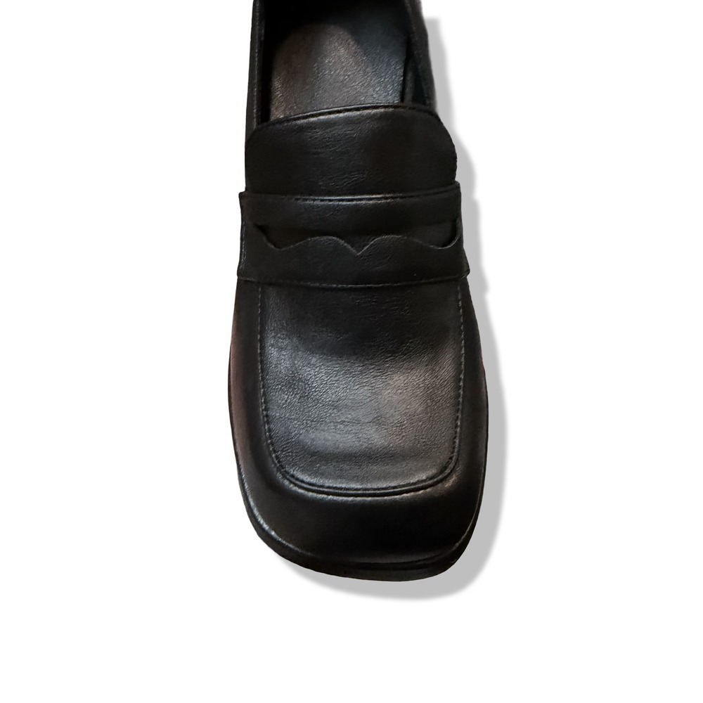 NIB Womens Black Platform Chunky Heel Loafer Shoes Square Toe Retro Style Sz 5 - Picture 12 of 13